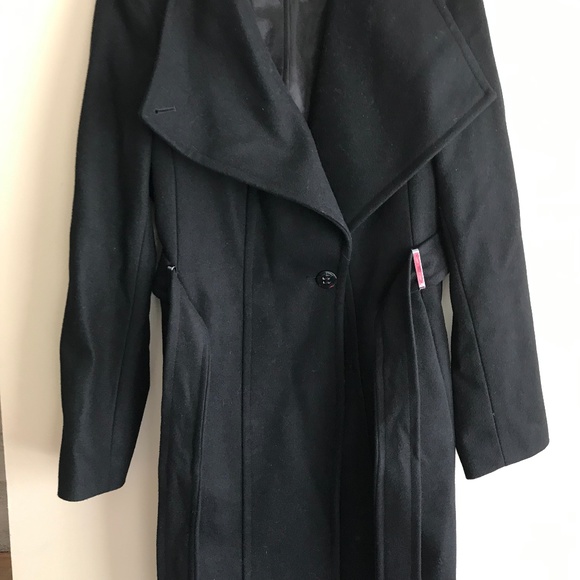 Calvin Klein Women's Wool Blend Black Trench Coat - Picture 3 of 12